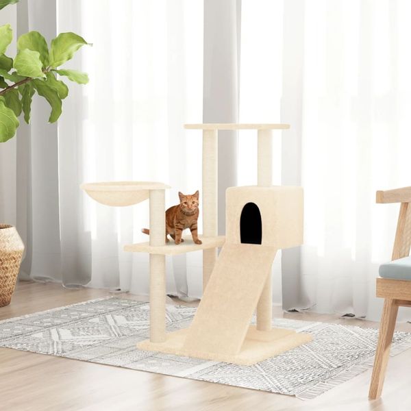 vidaXL Kratzbaum mit Sisal-Kratzsäulen Creme 82 cm 171666