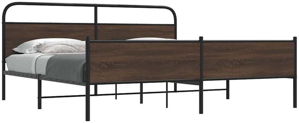 vidaXL Metallbett ohne Matratze Braun Eichen-Optik 180x200 cm 3318710