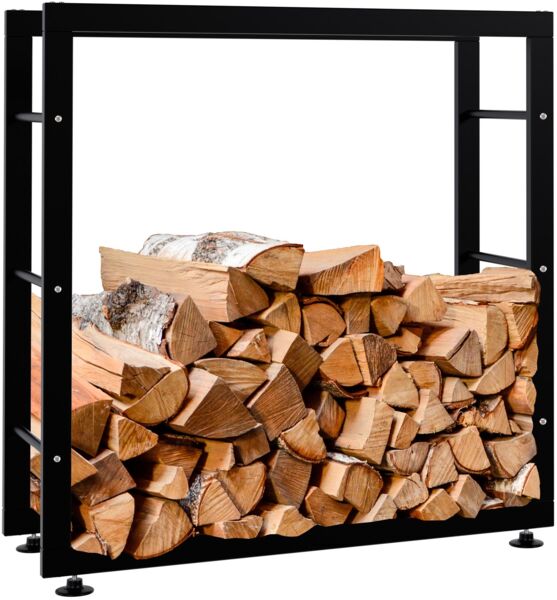 Kaminholzregal innen Metall SATLO - für Feuerholz Brennholzregal innen Kaminholzständer Kaminholzhalter Feuerholzregal InnenSchwarz, 25x80x80cm