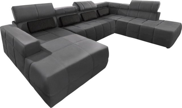 DOMO collection Wohnlandschaft Brandon, whlw. mit Sitztiefenverstellung, whlw. Nierenkissen, mit Kopfteilverstellung, wahlweise Sitztiefenverstellung, U-Form Bild 4