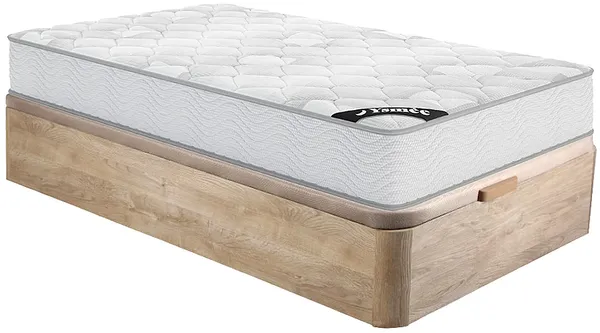 Vente-unique - SONGE Mattress and bed base set Holz, PlatteStoff Beige - B 90 cm x H 30 cm20 cm x L 190 cm