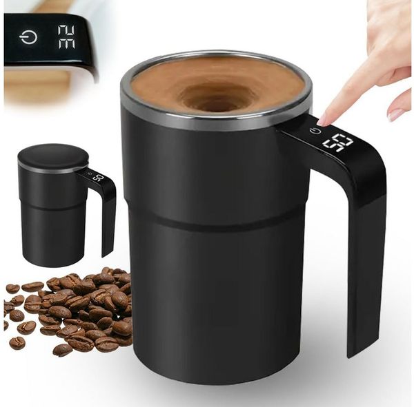 VIVIHEYDAY Tasse Selbstrührende Tasse 380ml mit Temperaturanzeige, Automatischer, Magnetischer Rührbecher aus Edelstahl, Elektrischer Kaffeebecher