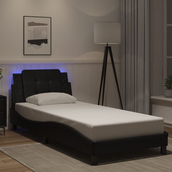 vidaXL Bettgestell mit LED ohne Matratze "Zadar" Schwarz 80x200 cm 3214068