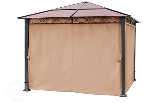 4 Seitenteile für Gartenpavillon Rendezvous Deluxe 3x3 m - Polyester ca. 160 g/m² - mit Reißverschluss - cappuccino