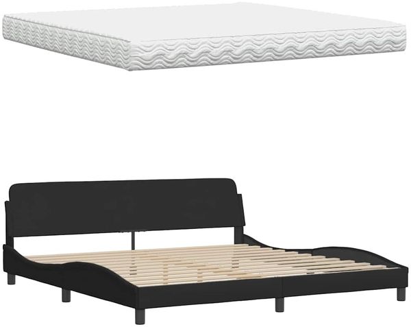 vidaXL Bett mit Matratze "Hanko" Schwarz 200x200 cm Stoff 3310554 Bild 8