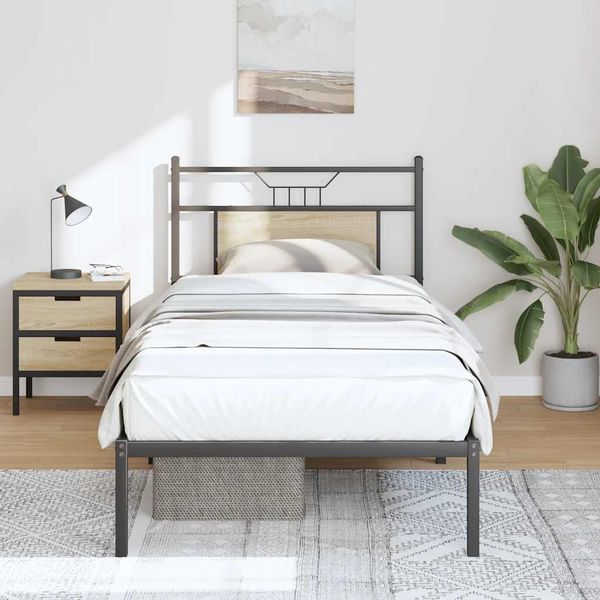 vidaXL Bettgestell ohne Matratze Sonoma-Eiche 75x190 cm Holzwerkstoff 4106782