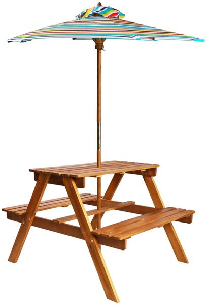 vidaXL Kinder-Picknicktisch mit Sonnenschirm 79x90x60 cm Akazienholz 43990