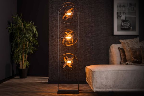 KAWOLA Stehleuchte DILLY Stehlampe 3-flammig Metall schwarz 160 x 22 x 36 cm