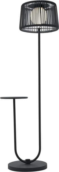 LECO Stehlampe mit Ablagetisch, Kunststoffgeflecht und Stahlrohrgestell anthrazit, 54x35x140 cm