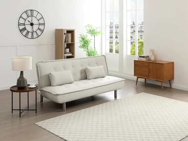 Vente-unique - MISHAN Sofa StoffStoff Beige - B 96 cm x H 89 cm x L 190 cm