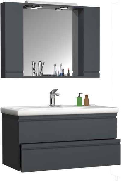 VCM Badmöbel Waschtisch Silora 919136 Anthrazit H. 125 x B. 100 x T. 46 cm