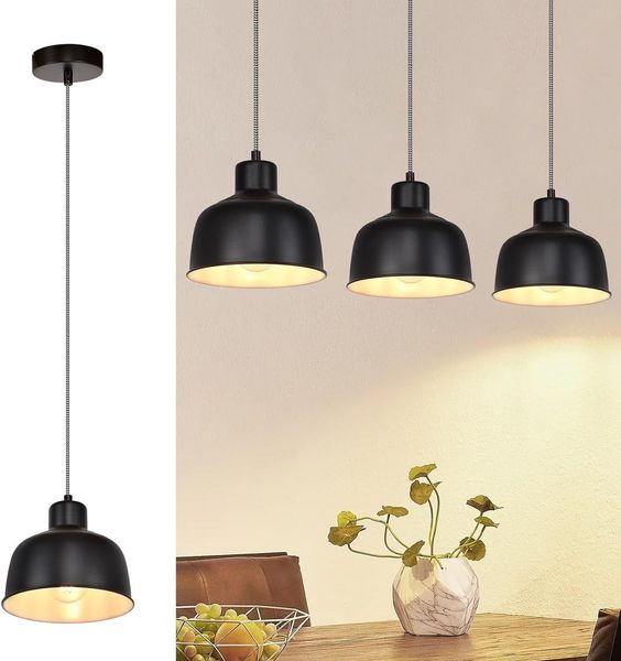 ZMH Pendelleuchte Esstisch Hängelampe Vintage - Hängeleuchte Industrial 1 Flammig Pendellampe Schwarz Metall Esszimmerlampe Retro E27 Küchenlampe für Wohnzimmer Esszimmer Schlafzimmer Restaurant Büro