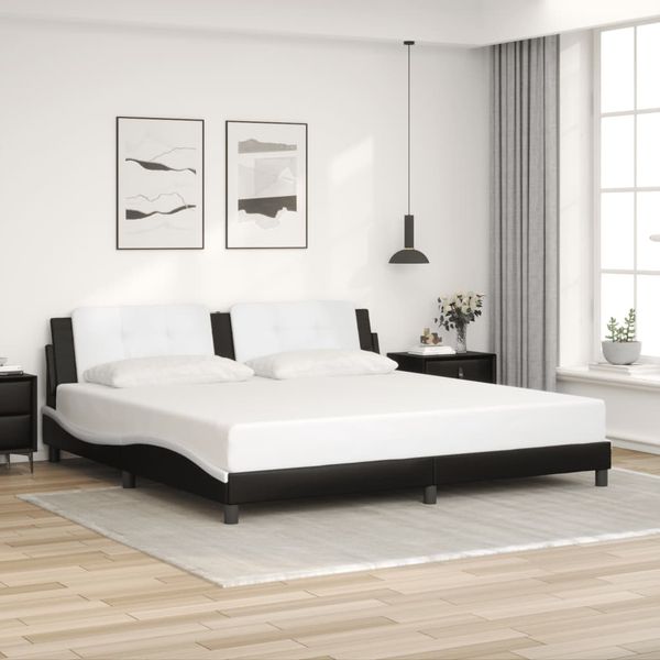 vidaXL Bettgestell ohne Matratze "Zadar" Schwarz und Weiß 200x200 cm Kunstleder 3208210