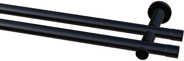 Garduna Gardinenstange Ø 20mm / 1- oder 2-Lauf, 2-läufig, kürzbar, Metall, 2-lauf 1-lauf, Gardinenstange komplett, hochwertig, Fixmaß, 20mm