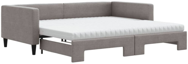 vidaXL Tagesbett Ausziehbar mit Matratzen Taupe 100x200 cm Stoff 3196604 Bild 1
