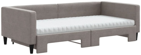 vidaXL Tagesbett Ausziehbar mit Matratzen Taupe 100x200 cm Stoff 3196604 Bild 2