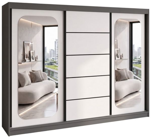 A&J MöbelLand GmbH Schiebetürenschrank BELANO – Moderner Kleiderschrank mit Schiebetüren (Die perfekte Kombination aus modernem Design, hoher Funktionalität und großzügigem Stauraum für Kleidung, Bettwäsche und Accessoires, erhältlich in verschiedenen ...