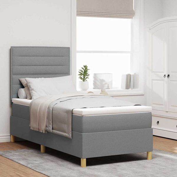 vidaXL Boxspringbett mit Matratze Hellgrau 80 x 200 cm Stoff 3339497