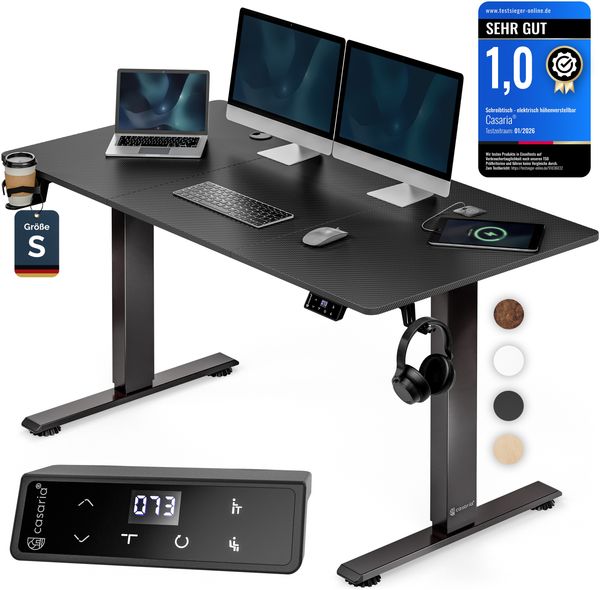 CASARIA® Höhenverstellbarer Schreibtisch elektrisch S Schwarz