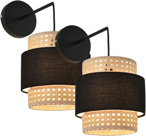 lux. pro 'Southampton' Wandleuchte, 2er Set Beige/Schwarz, 36 x 30 x 18 cm