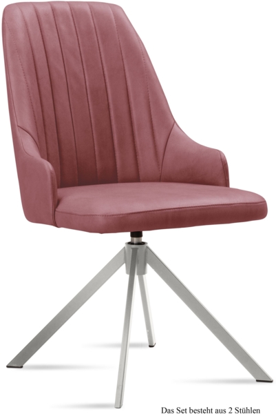 Esszimmerstuhl drehbar (2er-Set) Davorka 52x91x60 Edelstahl/Rosewood