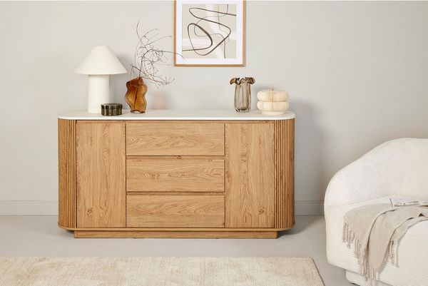 Jahnke Sideboard GROOVE SB 160 (1 St), Sideboard, abgerundet, Marmor-Look, Breite ca. 159,5 cm