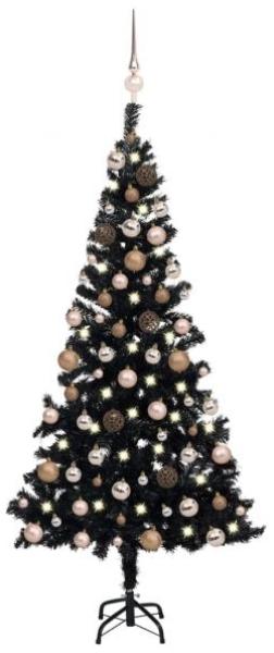 vidaXL Künstlicher Weihnachtsbaum Beleuchtung & Kugeln Schwarz 120 cm 3077588