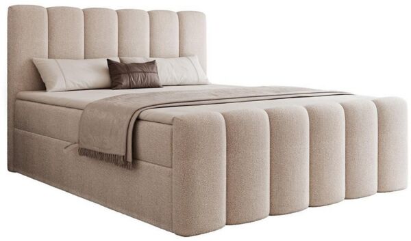 Compleo Boxbett BUBBLE, Wolkenbett, Bequem, Bonell, Topper, Doppelbett gepolstertes Kopfteil mit Bettkasten