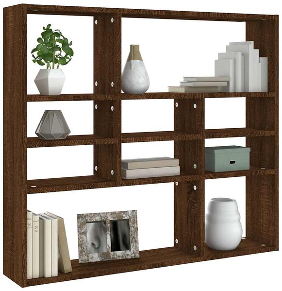 Wandregal, Hängeregal Braun Eichen-Optik 90x16x78 cm Holzwerkstoff de5980 Bild 3