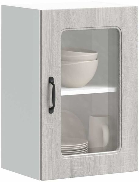 vidaXL Küchen-Hängeschrank mit Glastür Kalmar Grau Sonoma Holzwerkstoff 853533