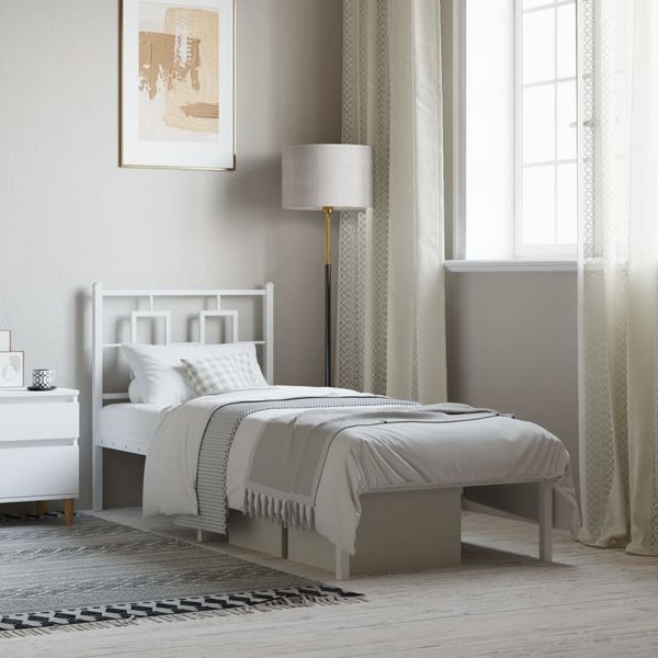 vidaXL Metallbett ohne Matratze mit Kopfteil Weiß 75x190 cm 374280