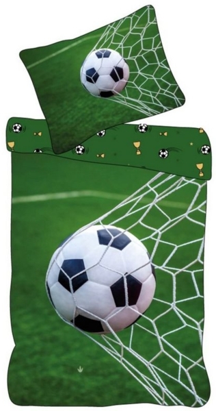 BrandMac Bettwäsche Fußball - Wende-Bettwäsche-Set mit Fussball-Motiv, 135x200 & 80x80, Baumwolle, 100% Baumwolle