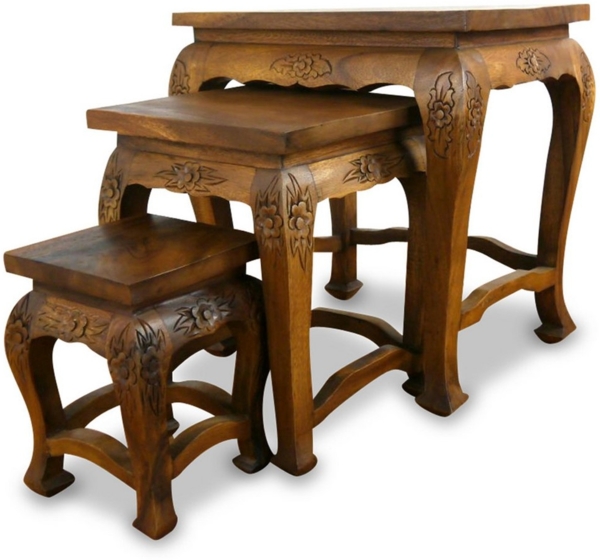 livasia Beistelltisch Couchtisch 3er Set Akazienholz, Handarbeit, 30/40/50cm hoch, handgefertigt