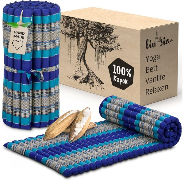 Reisebett-Matratzen Rollmatte 75 cm breit, vegan und handgefertigt, 200 x 75 x 4,5 cm, livasia, 4.5 cm hoch, Kapok Bild 2