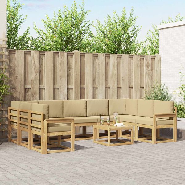 vidaXL Outdoor-Sofagarnitur 10 pcs Weiß und Beige 59 x 59 x 37 cm 3388247