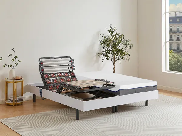 Vente-unique - DIONYSOS Bett StoffStoff Weiß - B 80 cm160 cm12 cm x H 20 cm35 cm16,5 cm x L 200 cm71 cm