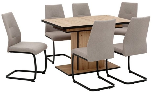 HELA Essgruppe Ariana, Esstisch mit 6 Stühlen, ausziehbarer Küchentisch, (Set, 7-tlg, 1 Tisch ausziehbar / 6 Stühle), Tisch 120-160cm, 6 Stühle mit hoher Belastbarkeit Bild 4