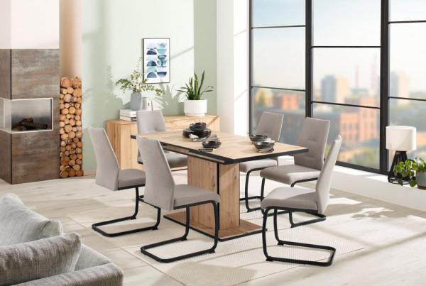 HELA Essgruppe Ariana, Esstisch mit 6 Stühlen, ausziehbarer Küchentisch, (Set, 7-tlg, 1 Tisch ausziehbar / 6 Stühle), Tisch 120-160cm, 6 Stühle mit hoher Belastbarkeit Bild 1