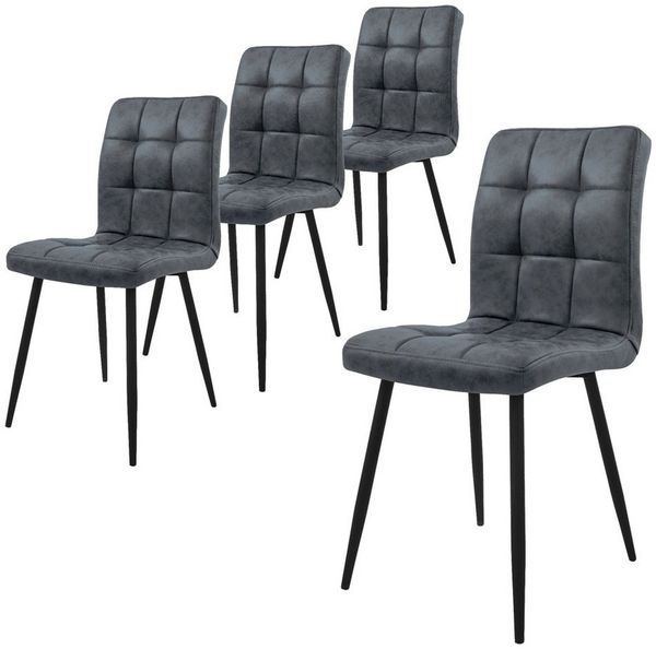 ML-DESIGN Stuhl Esszimmerstuhl mit Rückenlehne Polsterstuhl mit Metallbeine (4 St), Ergonomischer Stuhl Anthrazit Kunstleder Wohnzimmerstuhl Küchenstuhl