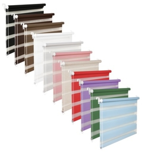 Doppelrollo Duorollo 100 cm breit 150 cm lang schwarz inkl. Seilzug Fensterrollo Klemmrollo Jalousie Bild 2