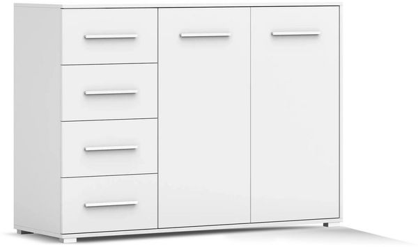 Deine Möbel 24 Kommode FAMI 01 135 cm breit Weiß Eiche Sonoma (Set, 1 St), Laminatplatte 16 cm