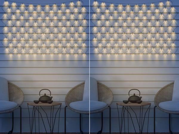 2er Set Solarbetriebenes LED Outdoor Lichternetz mit 100 LEDs, 90 x 110cm