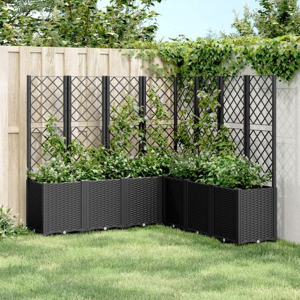 vidaXL Pflanzkübel mit Rankgitter Schwarz 160x160x140 cm PP 367883