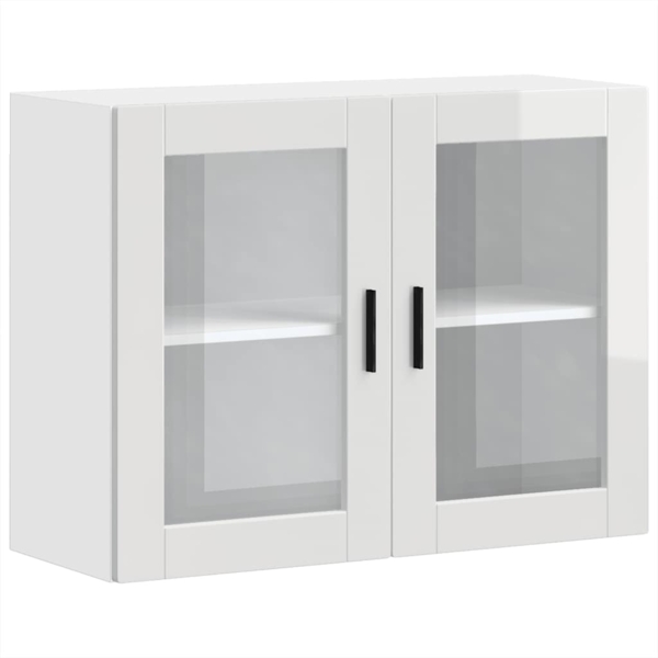 vidaXL Küchen-Hängeschrank mit Glastür Porto Hochglanz-Weiß 854089