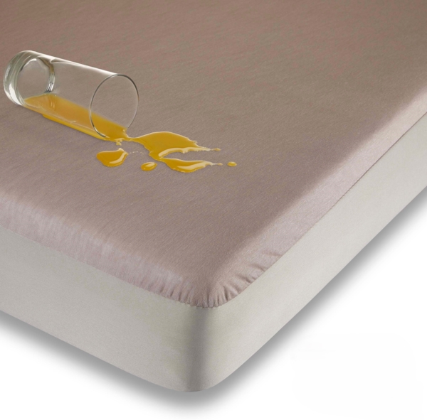 Traumhaft gut schlafen – Wasserundurchlässiges Spannbettlaken für Kinder und Erwachsene, Farbe: Taupe, Größe: 60 cm x 120 cm