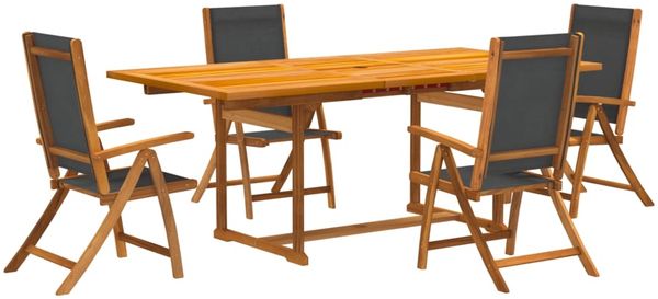 vidaXL 5-tlg. Garten-Essgruppe Massivholz Akazie und Textilene 3279260