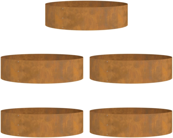 vidaXL Pflanzenring 5 pcs Braun 80 x 80 x 20 cm Wetterstahl 873633