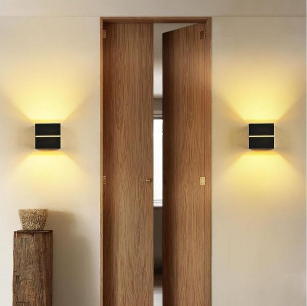Vivitar LED Wandleuchte Innen Schwarz Gold –2er SET– 6W G9 Austauschbar 3000K Warmweiß, LED wechselbar, Wandlampe Aluminium mit Schnittlicht-Design – Up Down Licht