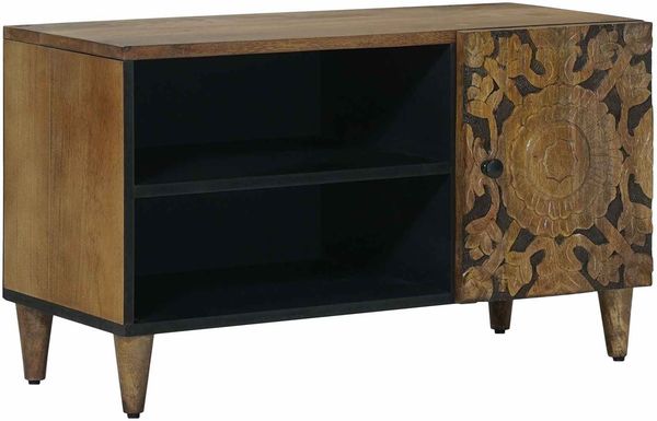vidaXL TV-Schränk mit Regal Braun 80 x 31,5 x 46 cm Massivholz Mango 4018347