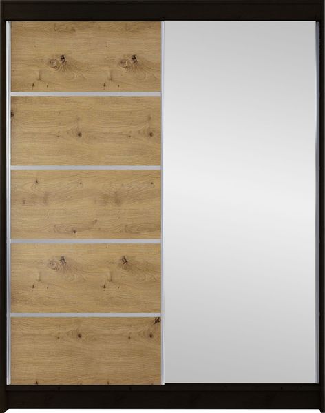Kleiderschrank Metropolis III, ohne Beleuchtung, Farbe: Schwarz / Artisan Eiche